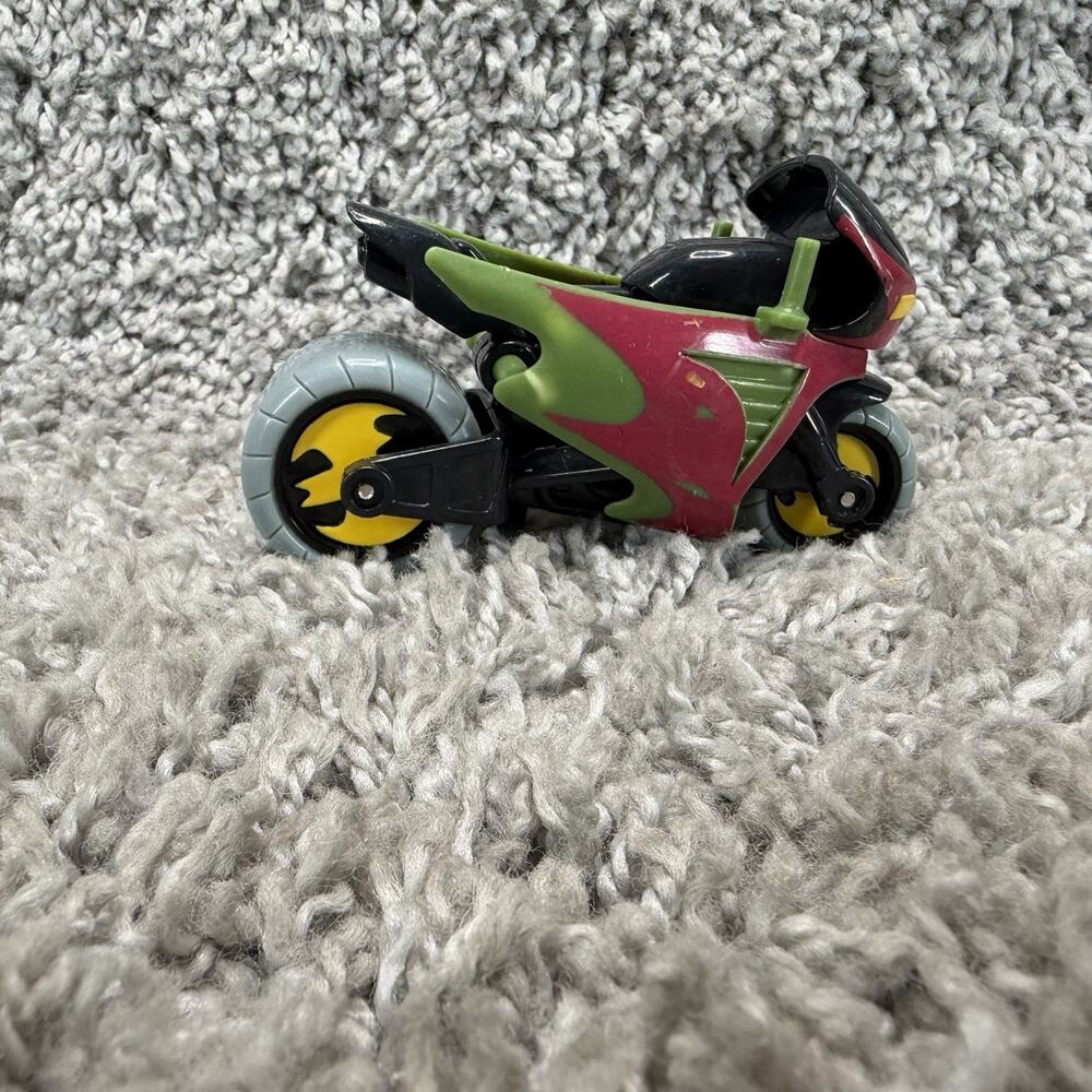 DC Comics Batman Robin Motorcycle Batcycle Toy Bike Black Red Green Vintage